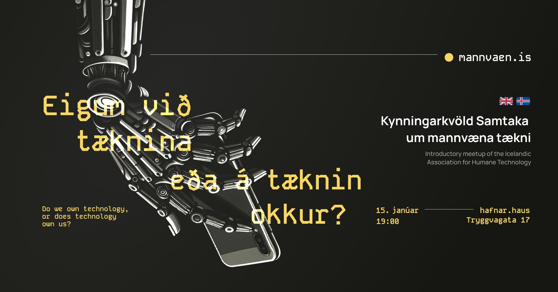 Kynningarkvöld Samtaka um mannvæna tækni | Introductory meetup